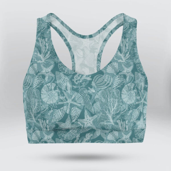 Art Sea Background With Sea Creatures Sports Bra for Women