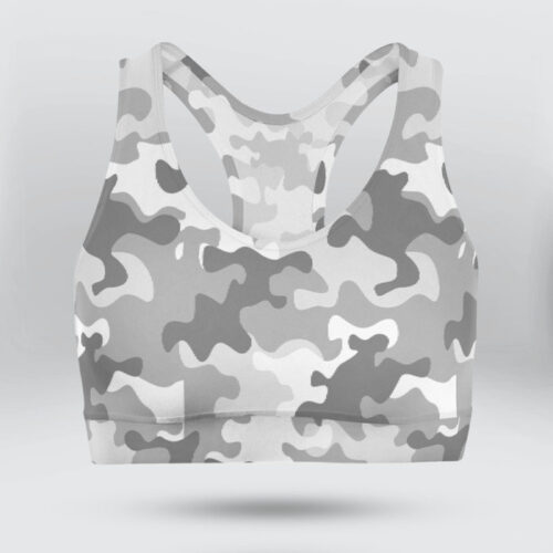 Army Gray Camo Sports Bra for Women