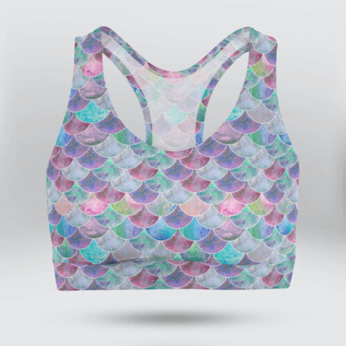Fish Scale Ocean Colorful Sports Bra for Women