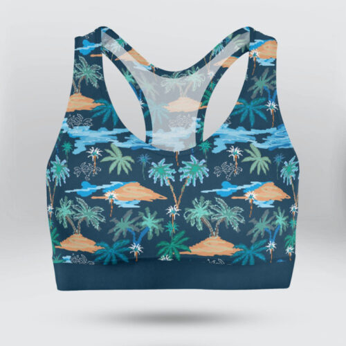 Islands And Palm Tree Pattern Sports Bra for Women