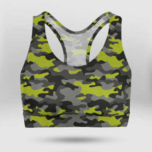 Army Yellow Camo Sports Bra for Women