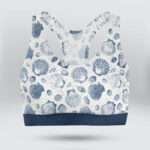Watercolor Seashell Pattern Sports Bra for Women