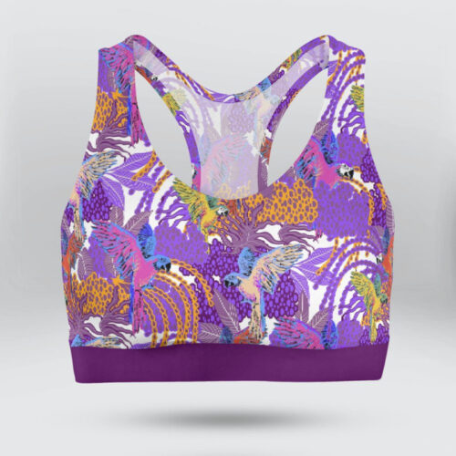 Parrots and Tropical Flowers Sports Bra for Women