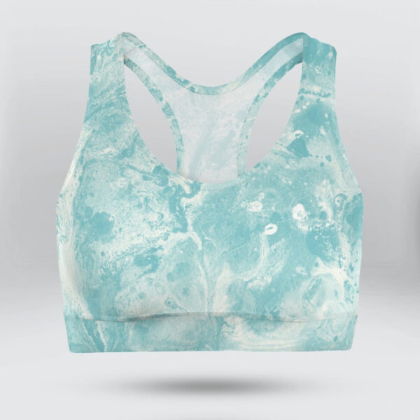Abstract Ocean Wave Sports Bra for Women