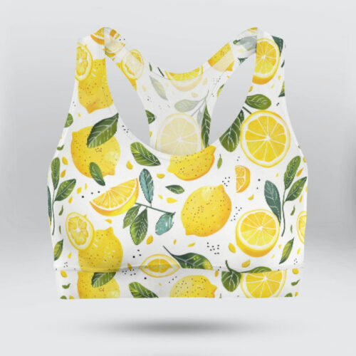 Fruit Summer Lemon Pattern Sports Bra for Women