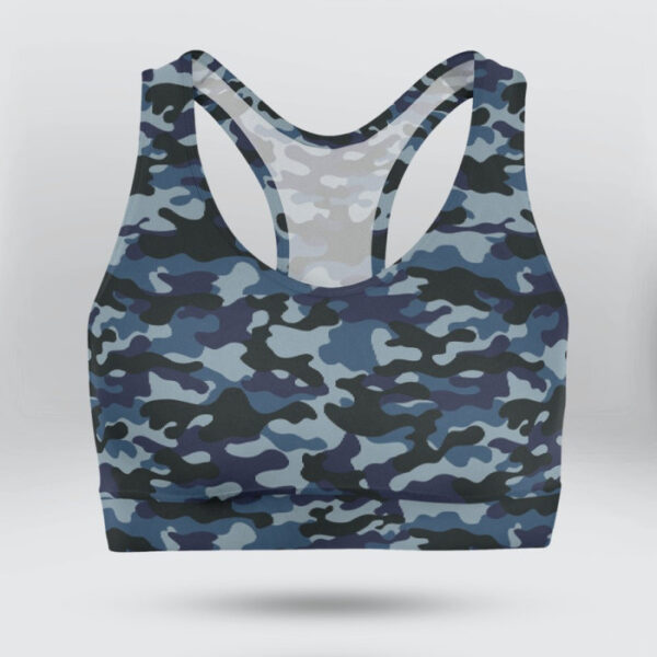Army Blue Camo Sports Bra for Women