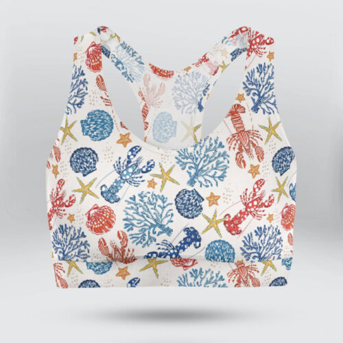 Marine Life Pattern Sports Bra for Women