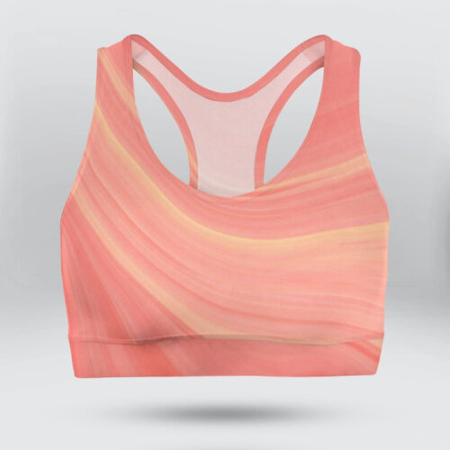 Soft Pastel Red Marble Sports Bra for Women