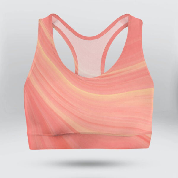 Soft Pastel Red Marble Sports Bra for Women