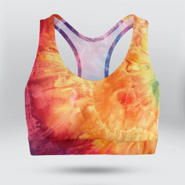 Rainbow Tye Dye Background Sports Bra for Women
