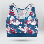 Abstract American Flag Colors Sports Bra for Women