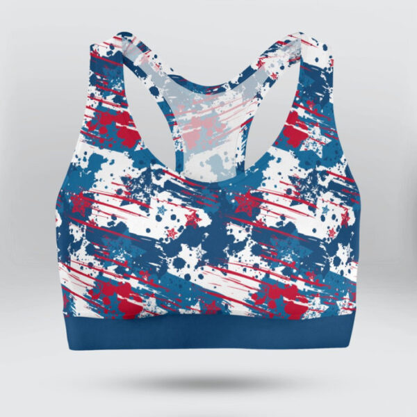 Abstract American Flag Colors Sports Bra for Women