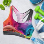 Rainbow Alcohol Ink Backgrounds Sports Bra for Women