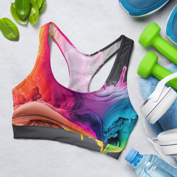 Rainbow Alcohol Ink Backgrounds Sports Bra for Women