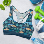 Islands And Palm Tree Pattern Sports Bra for Women