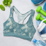 Summer Tropical With Palm Leaves Pattern Sports Bra for Women