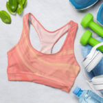 Soft Pastel Red Marble Sports Bra for Women
