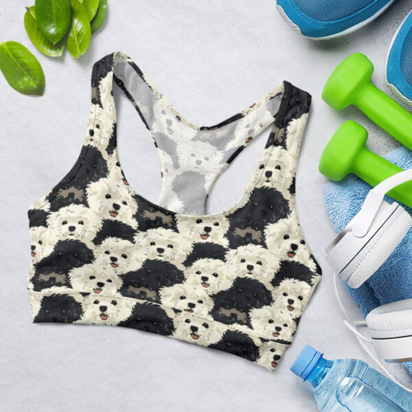 Poodle In Camouflage Pattern Sports Bra for Women