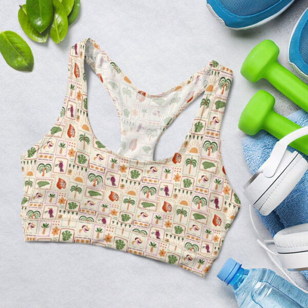 Tropical Patchwork Pattern Sports Bra for Women