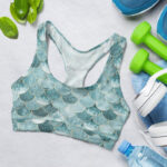 Blue Mermaid Fish Scale Sports Bra for Women