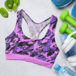 Army Pink Blue Camo Sports Bra for Women
