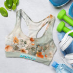 Floral Marble On Grey Background Sports Bra for Women