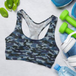 Army Blue Camo Sports Bra for Women