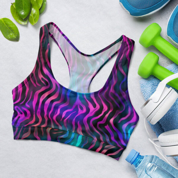 Holographic Tiger Stripe Skin Print Sports Bra for Women