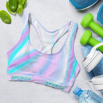 Pastel Rainbow Glitter Sports Bra for Women