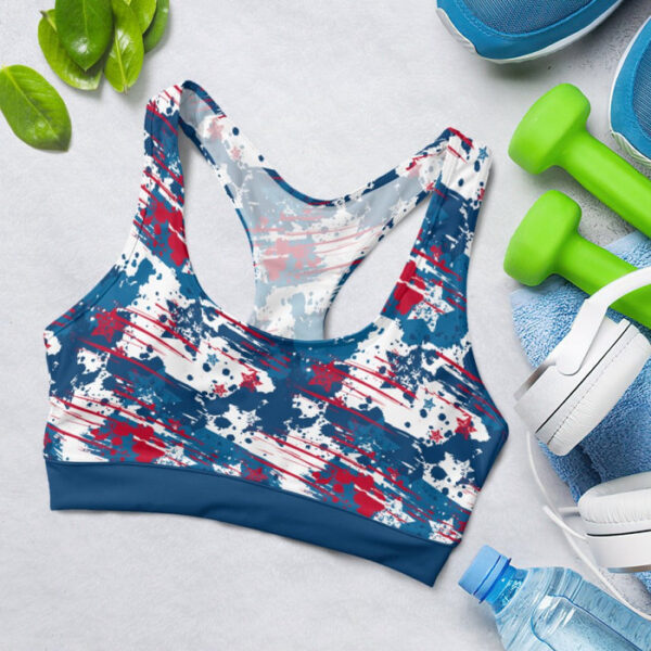 Abstract American Flag Colors Sports Bra for Women