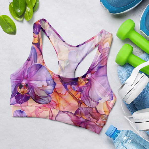 Cute Orchid Alcohol Ink Flowers Sports Bra for Women