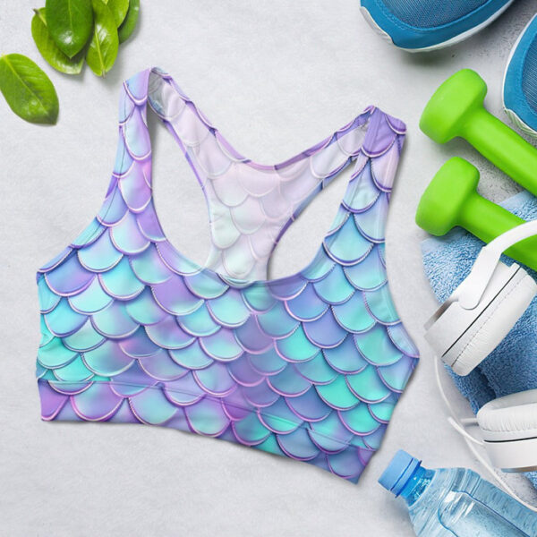 Holographic Mermaid Scales Sports Bra for Women