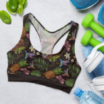 Palm Tree Leaves and Coconut Tropical Pattern Sports Bra for Women