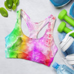 Rainbow Alcohol Ink Sports Bra for Women