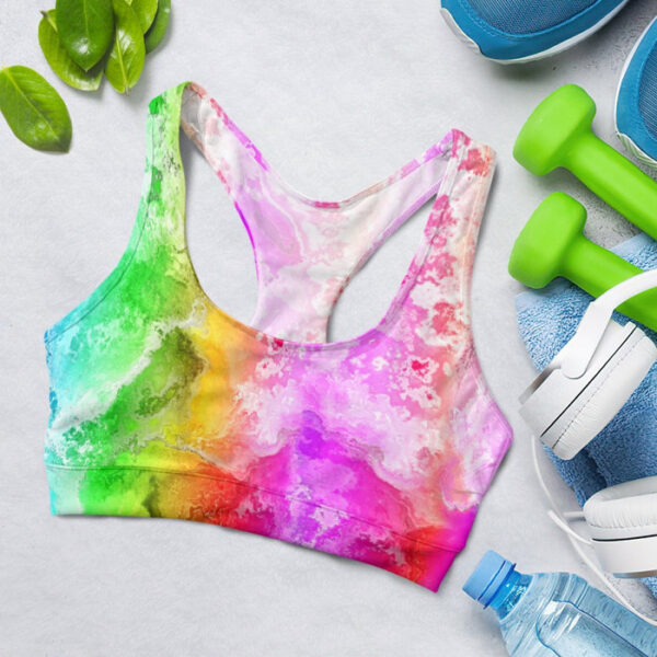 Rainbow Alcohol Ink Sports Bra for Women