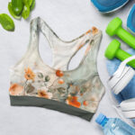 Floral Marble On Grey Background Sports Bra for Women
