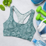 Art Sea Background With Sea Creatures Sports Bra for Women