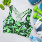 Army Green Camo Sports Bra for Women