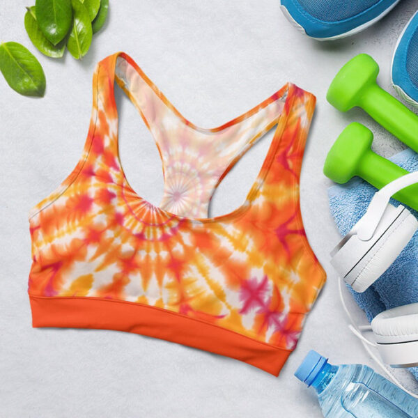 Orange Rainbow Tie Dye Sports Bra for Women