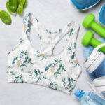 Tropical Palm Tree Leaf Pattern Sports Bra for Women