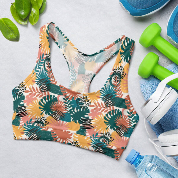 Jungle Leaf, Wild Nature Abstract Pattern Sports Bra for Women