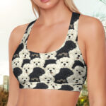 Poodle In Camouflage Pattern Sports Bra for Women