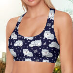 Cute Hand Painted Sleeping Dog Pattern Sports Bra for Women