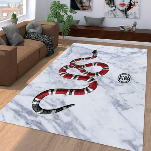 Gucci Snake White Luxury Area Rug For Home Decorations Mat Type 1