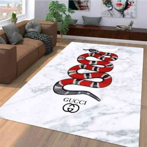 White Marble Gucci Snake Gucci Rug Home Decor - Rugs