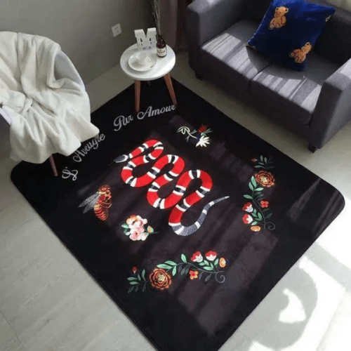 Gucci Snake Flower Luxury Area Rug For Home Decorations Mat