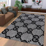 Black And Grey Gucci Monogram Gucci Rug Home Decor - Rugs