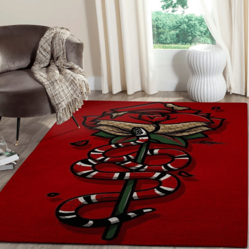 Gucci Red Snake Luxury Area Rug For Home Decorations Mat Type 1