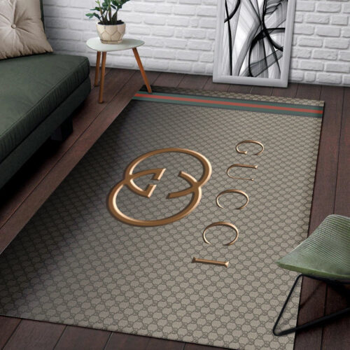 Gucci Logo Rug Brown Living Room Carpet - Rugs